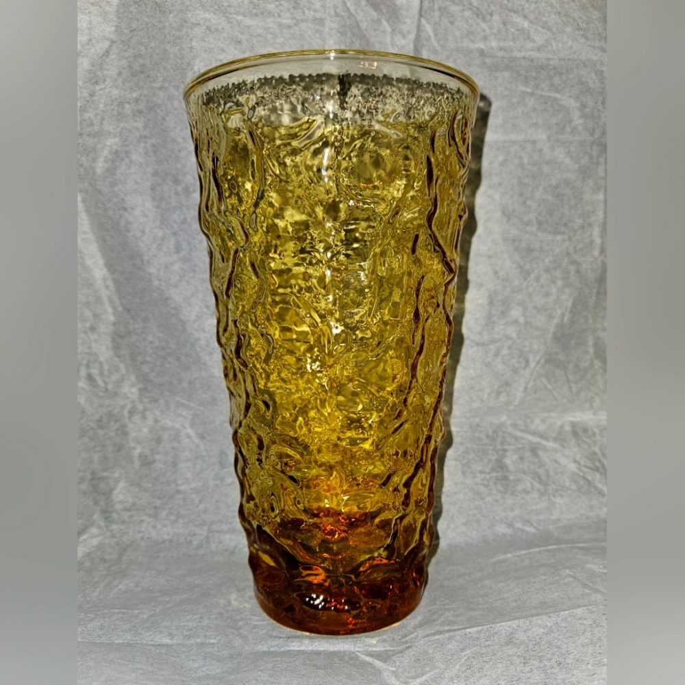 Vintage Anchor Hocking Amber Crinkle Tumbler